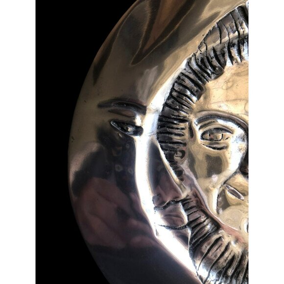 Handcrafted Pewter Sun & Moon Decorative Plate By Betty Barrena 12.75" - Picture 4 of 7